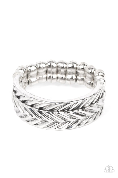 REBELLIOUS RIDGES - SILVER DAINTY RING - PAPARAZZI