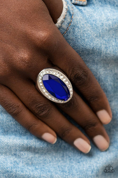 BELIEVE IN BLING - BLUE GEM SILVER RING - PAPARAZZI