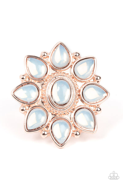 ENCHANTED ORCHARD - ROSE GOLD DEWY TEARDROP BEAD FLORAL RING - PAPARAZZI