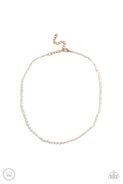 MINI MVP - GOLD CRYSTAL BEAD CHOKER NECKLACE - SUMMER PARTY PACK 2022 EXCLUSIVE - PAPARAZZI