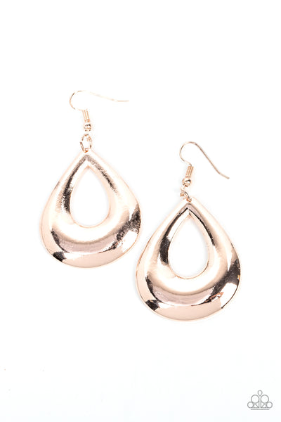 LAID-BACK LEISURE - ROSE GOLD TEARDROP EARINGS - PAPARAZZI