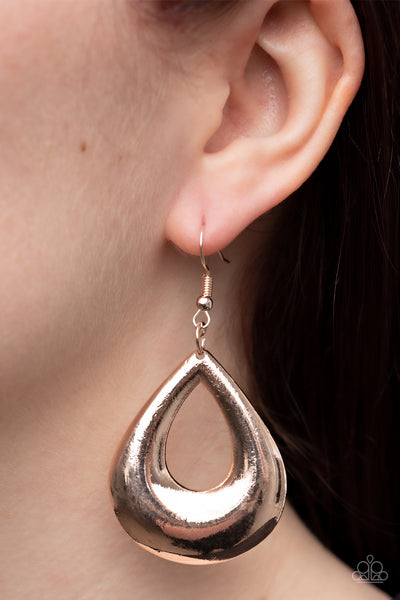 LAID-BACK LEISURE - ROSE GOLD TEARDROP EARINGS - PAPARAZZI