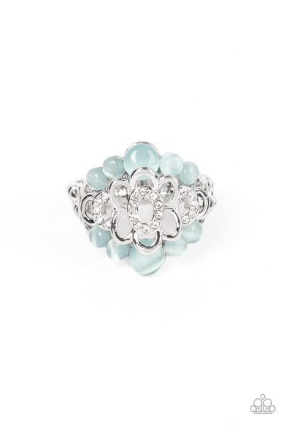 EDEN EQUINOX - BLUE CAT'S EYE SILVER RING - PAPARAZZI