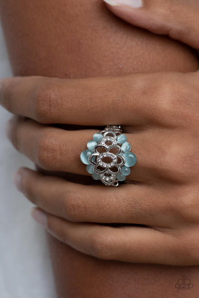 EDEN EQUINOX - BLUE CAT'S EYE SILVER RING - PAPARAZZI