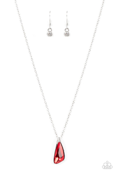 ENVIOUS EXTRAVAGANCE - RED GEM SILVER NECKLACE - PAPARAZZI