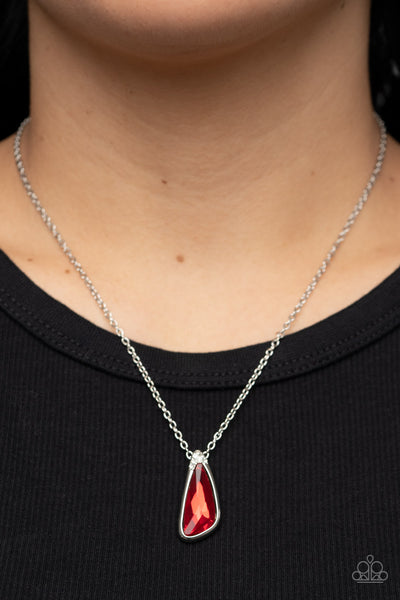 ENVIOUS EXTRAVAGANCE - RED GEM SILVER NECKLACE - PAPARAZZI