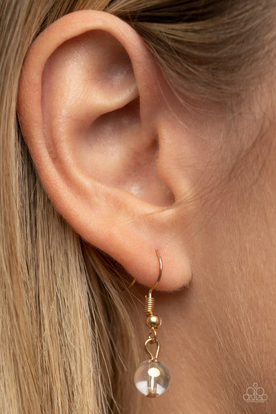 TAKEN WITH TASSELS - GOLD TASSEL IRIDESCENT BEAD NECKLACE - PAPARAZZI