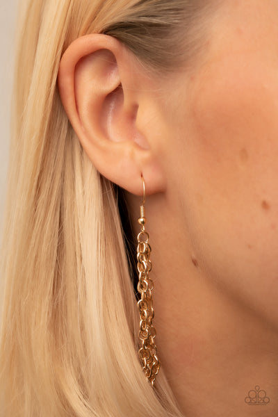 BIG NIGHT OUT - GOLD CIRCLE WHITE OPAL RHINESTONE NECKLACE - PAPARAZZI