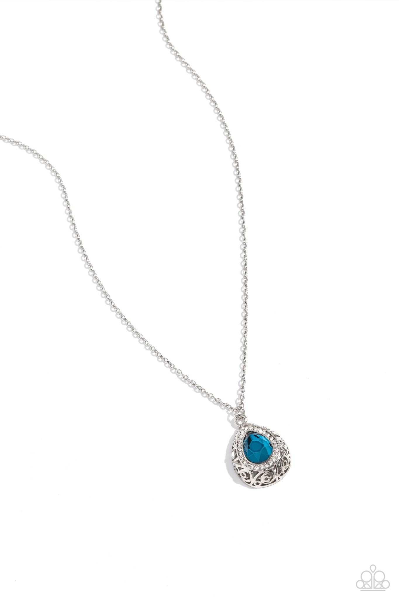 GRACEFULLY GLAMOROUS - BLUE GEM SILVER SHORT NECKLACE - PAPARAZZI