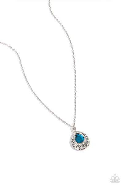 GRACEFULLY GLAMOROUS - BLUE GEM SILVER SHORT NECKLACE - PAPARAZZI