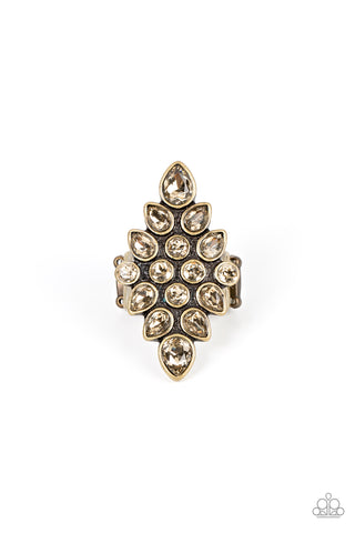 COMBUSTIBLE IRIDESCENCE - BRASS TOPAZ RHINESTONE RING - PAPARAZZI
