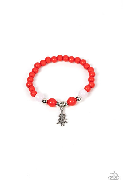 STARLET SHIMMER SILVER CHRISTMAS CHARM RED GREEN WHITE BEAD BRACELET SET OF 5