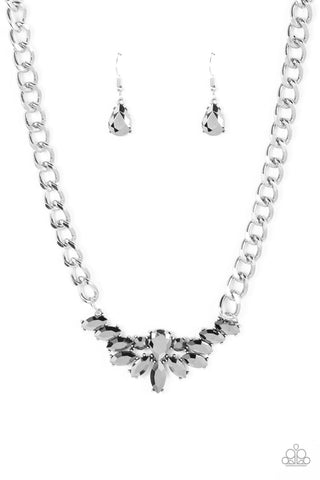 COME AT ME - SILVER HEMATITE GEM CHUNKY CHAIN NECKLACE - PAPARAZZI