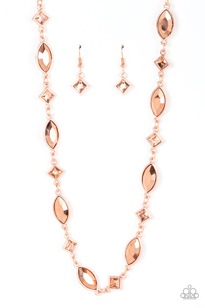 PRISMATIC REINFORCEMENTS - COPPER GEM CHOKER NECKLACE - PAPARAZZI