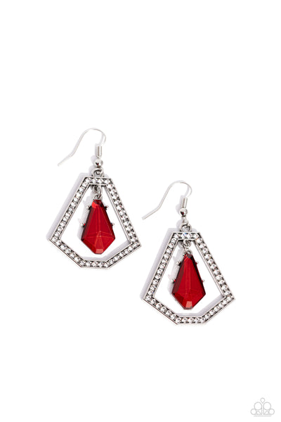 POSHLY PHOTOGENIC - RED GEM SILVER EARRINGS - PAPARAZZ