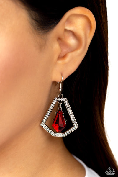 POSHLY PHOTOGENIC - RED GEM SILVER EARRINGS - PAPARAZZ