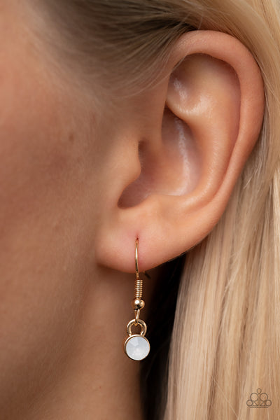 EFFERVESCENTLY DIVINE - GOLD IRIDESCENT GEM CRESCENT NECKLACE - PAPARAZZI