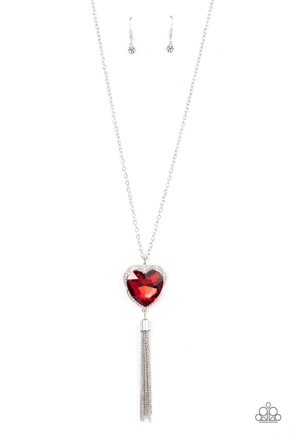 FINDING MY FOREVER - RED HEART GEM SILVER PENDANT NECKLACE - PAPARAZZI