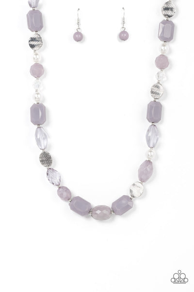 NAUTICAL SUNSET - SILVER GRAY BEAD SHORT NECKLACE - PAPARAZZI