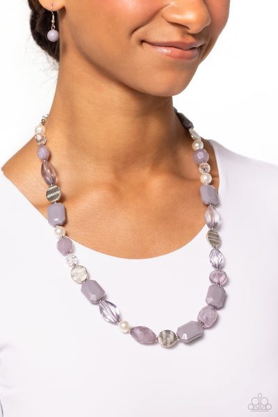 NAUTICAL SUNSET - SILVER GRAY BEAD SHORT NECKLACE - PAPARAZZI