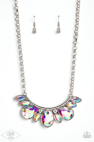 NEVER SLAY NEVER - MULTI IRIDESCENT GEM SILVER NECKLACE - PAPARAZZI