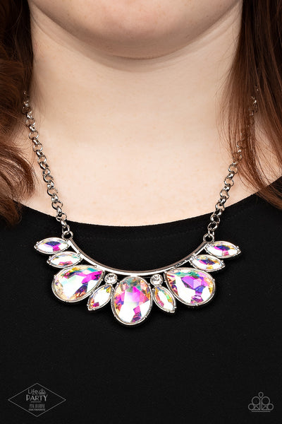 NEVER SLAY NEVER - MULTI IRIDESCENT GEM SILVER NECKLACE - PAPARAZZI