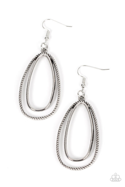 LEND ME YOUR LASSO - SILVER TEARDROP EARRINGS - PAPARAZZI