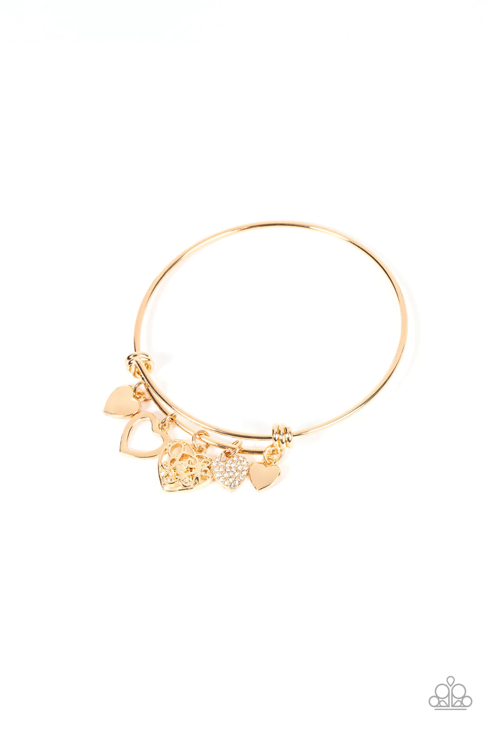 IM YOURS - GOLD HEART CHARM BANGLE BRACELET - PAPARAZZI