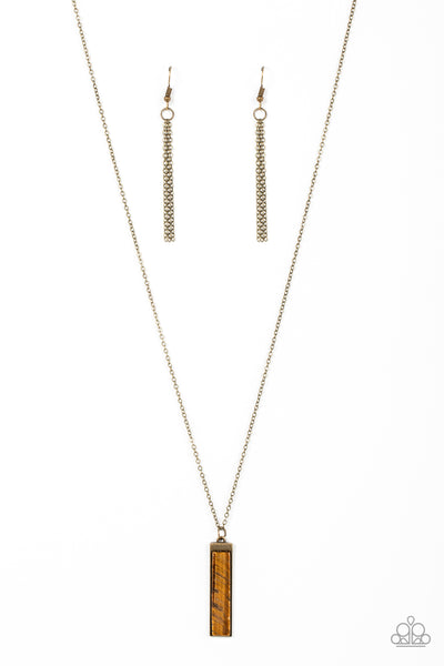 SET IN GEMSTONE - BRASS TIGER'S EYE - PAPARAZZI