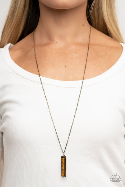 SET IN GEMSTONE - BRASS TIGER'S EYE - PAPARAZZI