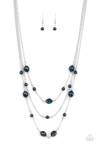 PEARLICIOUS POP - BLUE PEARL SILVER LAYERED NECKLACE - PAPARAZZI