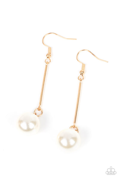 PEARL REDUX - GOLD DROP WHITE PEARL EARRINGS - PAPARAZZI