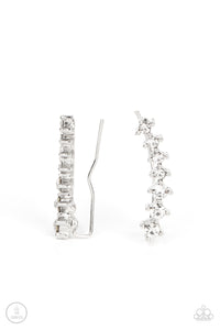 PRISMATIC AND PROPER - WHITE RHINESTONE CRAWLER EARRINGS - PAPARAZZI