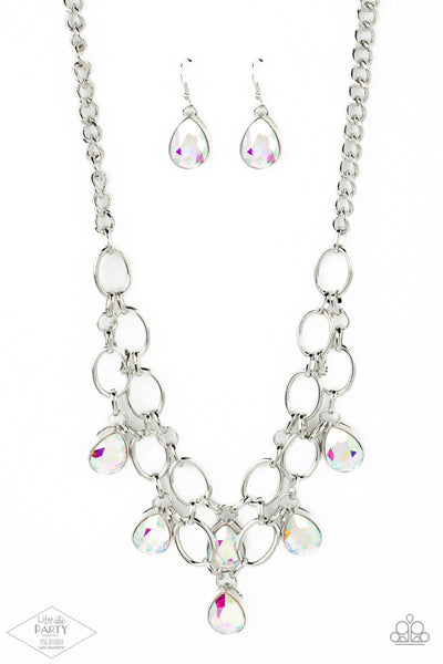 SHOW-STOPPING SHIMMER - MULTI IRIDESCENT GEM SILVER NECKLACE - PAPARAZZI