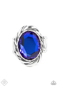 SUPREME SPARKLE - MULTI PURPLE IRIDESCENT GEM SILVER RING - PAPARAZZI - FASHION FIX JANUARY 2022