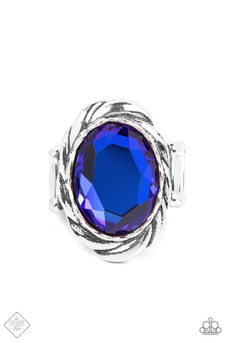 SUPREME SPARKLE - MULTI PURPLE IRIDESCENT GEM SILVER RING - PAPARAZZI - FASHION FIX JANUARY 2022