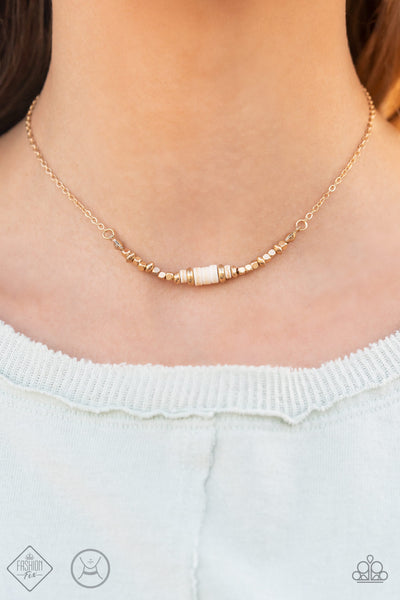RETRO REJUVENATION - GOLD WHITE STONE CHOKER NECKLACE - PAPARAZZI - FASHION FIX MARCH 2022