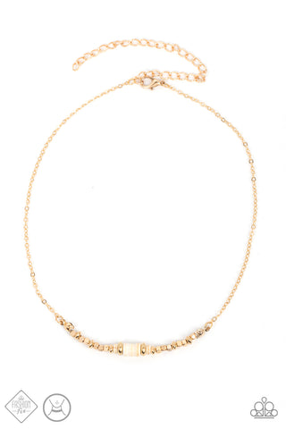 RETRO REJUVENATION - GOLD WHITE STONE CHOKER NECKLACE - PAPARAZZI - FASHION FIX MARCH 2022