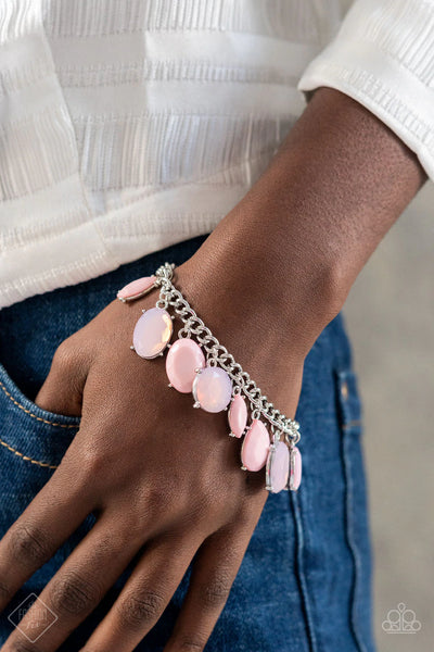 SERENDIPITOUS SHIMMER - PINK BEAD SILVER BRACELET - PAPARAZZI - FASHION FIX FEBRUARY 2022