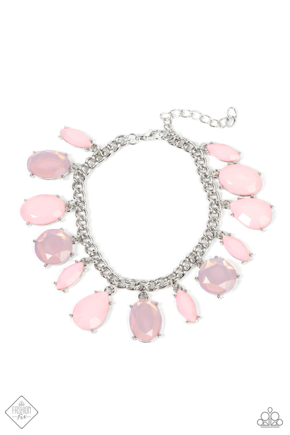 SERENDIPITOUS SHIMMER - PINK BEAD SILVER BRACELET - PAPARAZZI - FASHION FIX FEBRUARY 2022
