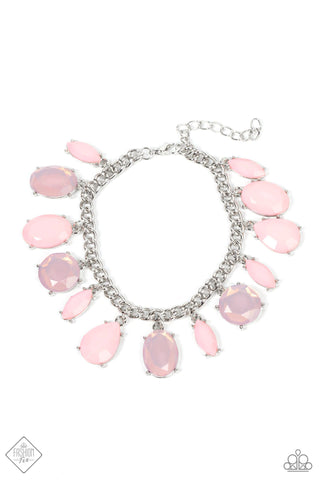 SERENDIPITOUS SHIMMER - PINK BEAD SILVER BRACELET - PAPARAZZI - FASHION FIX FEBRUARY 2022