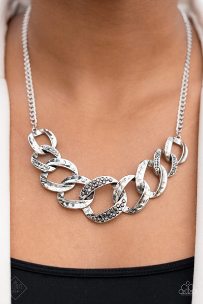 Bombshell Bling - Silver Hammered Link Necklace - Paparazzi - Fashion Fix March 2022