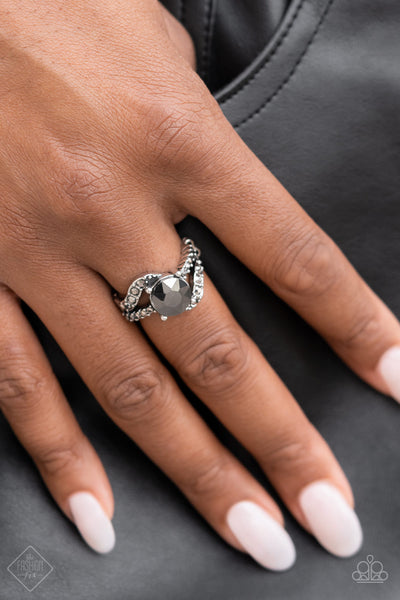 Blockbuster Boom - Silver Hematite Ring - Paparazzi - Fashion Fix March 2022