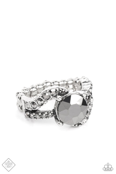 Blockbuster Boom - Silver Hematite Ring - Paparazzi - Fashion Fix March 2022