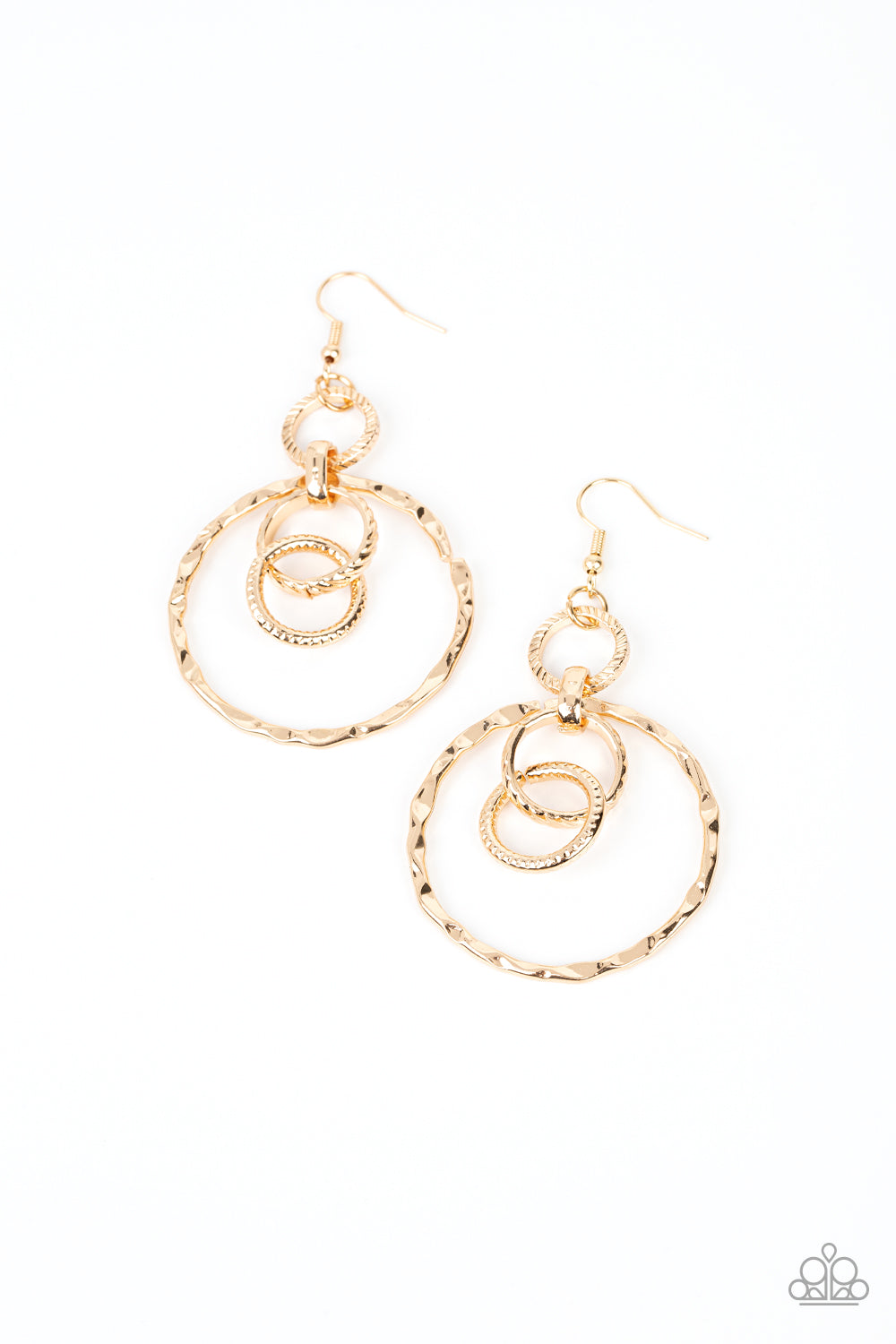 TWISTED TEMPTATION -GOLD WAVY CIRCLE EARRINGS- PAPARAZZI