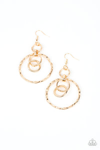 TWISTED TEMPTATION -GOLD WAVY CIRCLE EARRINGS- PAPARAZZI