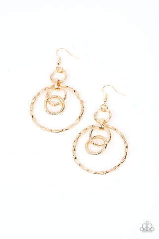 TWISTED TEMPTATION -GOLD WAVY CIRCLE EARRINGS- PAPARAZZI