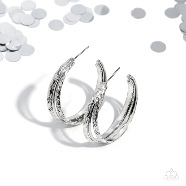 CONTOUR DE FORCE - SILVER HOOP EARRINGS - PAPARAZZI