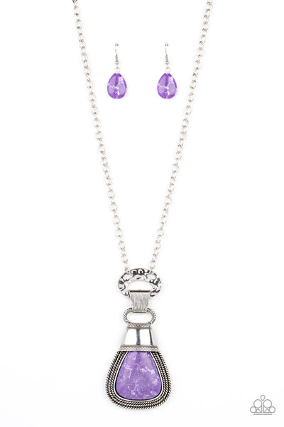 RODEO ROYALE - PURPLE STONE SILVER NECKLACE - PAPARAZZI