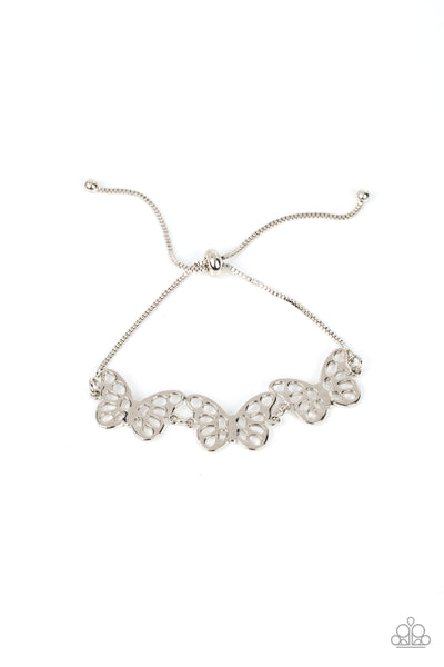 PUT A WING ON IT - SILVER BUTTERFLY SLIDE BRACELET - PAPARAZZI